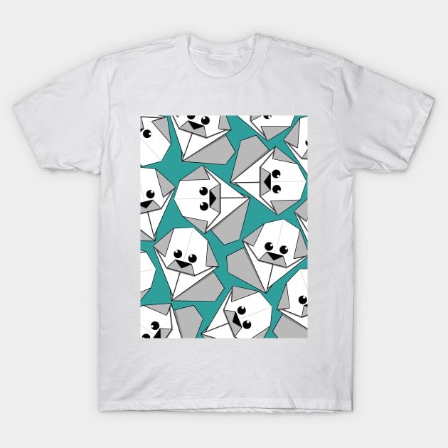 Origami Puppy Teal T-Shirt by Sketchbook ni Abi